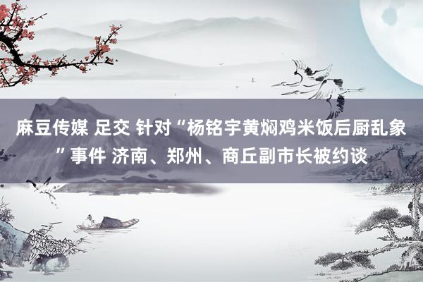 麻豆传媒 足交 针对“杨铭宇黄焖鸡米饭后厨乱象”事件 济南、郑州、商丘副市长被约谈