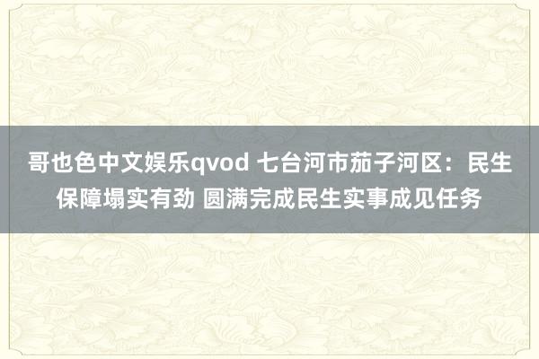 哥也色中文娱乐qvod 七台河市茄子河区：民生保障塌实有劲 圆满完成民生实事成见任务