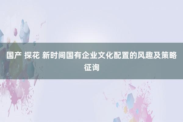 国产 探花 新时间国有企业文化配置的风趣及策略征询