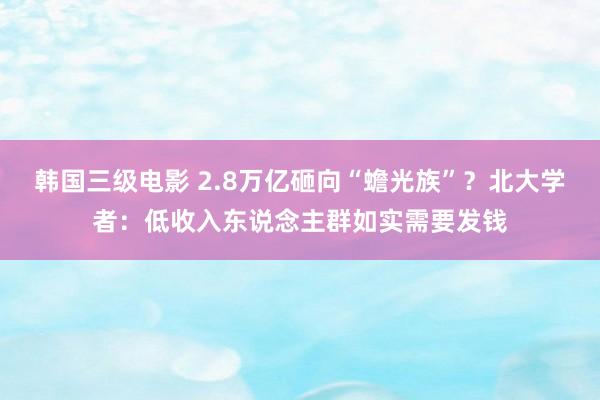 韩国三级电影 2.8万亿砸向“蟾光族”？北大学者：低收入东说念主群如实需要发钱