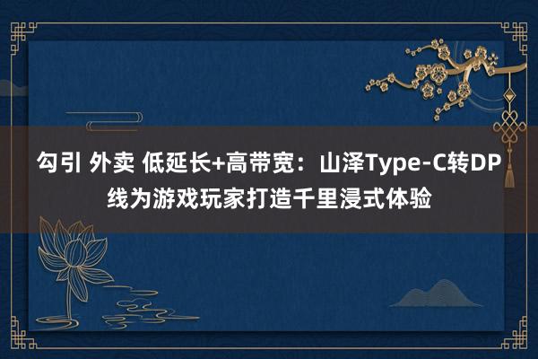 勾引 外卖 低延长+高带宽：山泽Type-C转DP线为游戏玩家打造千里浸式体验