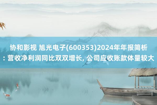 协和影视 旭光电子(600353)2024年年报简析: 营收净利润同比双双增长, 公司应收账款体量较大
